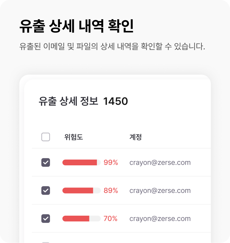 유출 상세 내역 확인